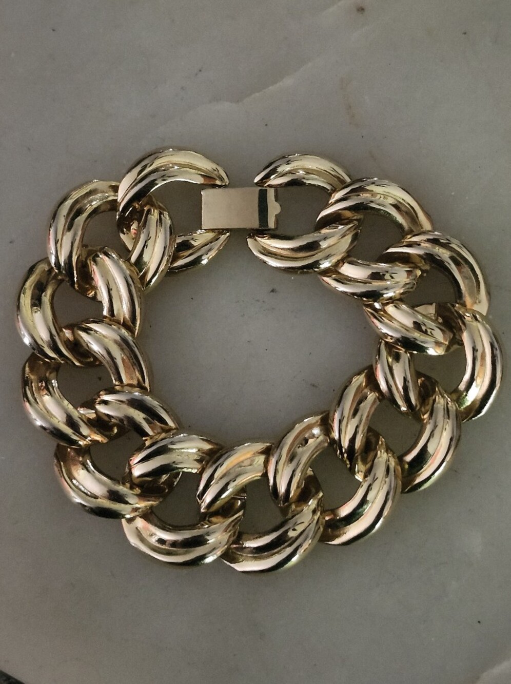 Chunky Gold Tone Link Chain Bracelet - 7 Inches
